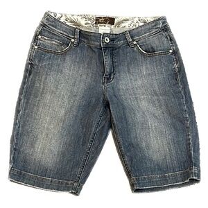 Z Cavaricci Blue Jean Bermuda Long Denim Distressed Shorts Sz 6 Casual Summer